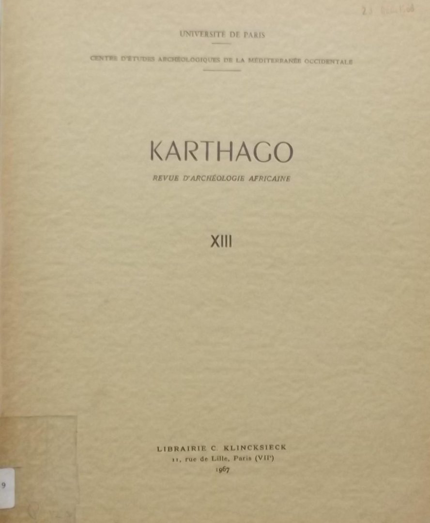 C.G.. Picard. - Karthago revue D'archéologie Africaine XIII