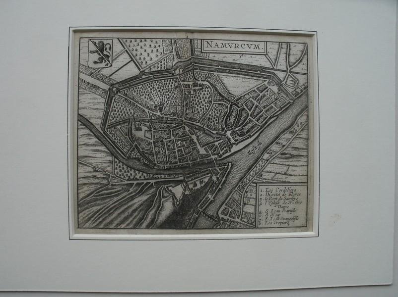 antique map (kaart). - Namurcum. Antique map of Namur (Namen).