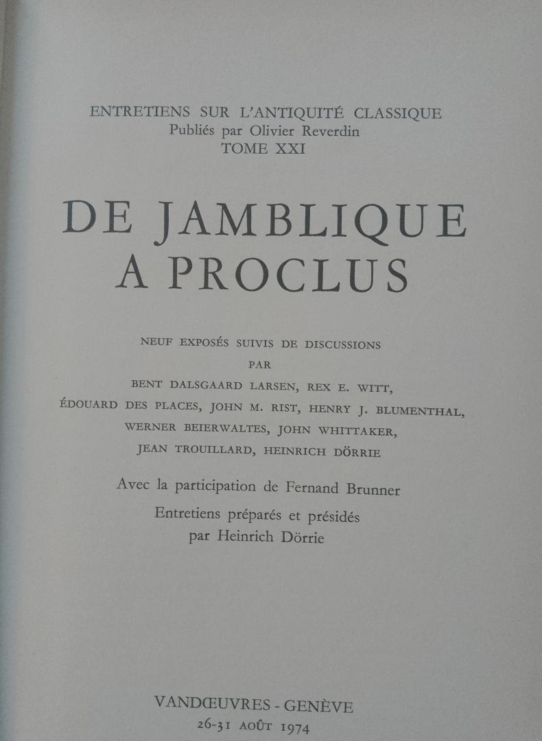 Fondation Hardt (ed.) - De Jamblique a Proclus  Entretiens  Tome XXI