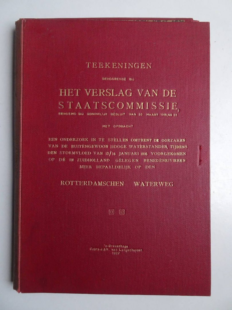 -. - Teekeningen behoorende bij het verslag van de Staatscommissie benoemd bij Koninklijk Besluit  van 20 maart 1916, no. 23 met opdracht een onderzoek in te stellen omtrent de oorzaken van de buitengewoon hooge waterstanden, tijdens den stormvloed...