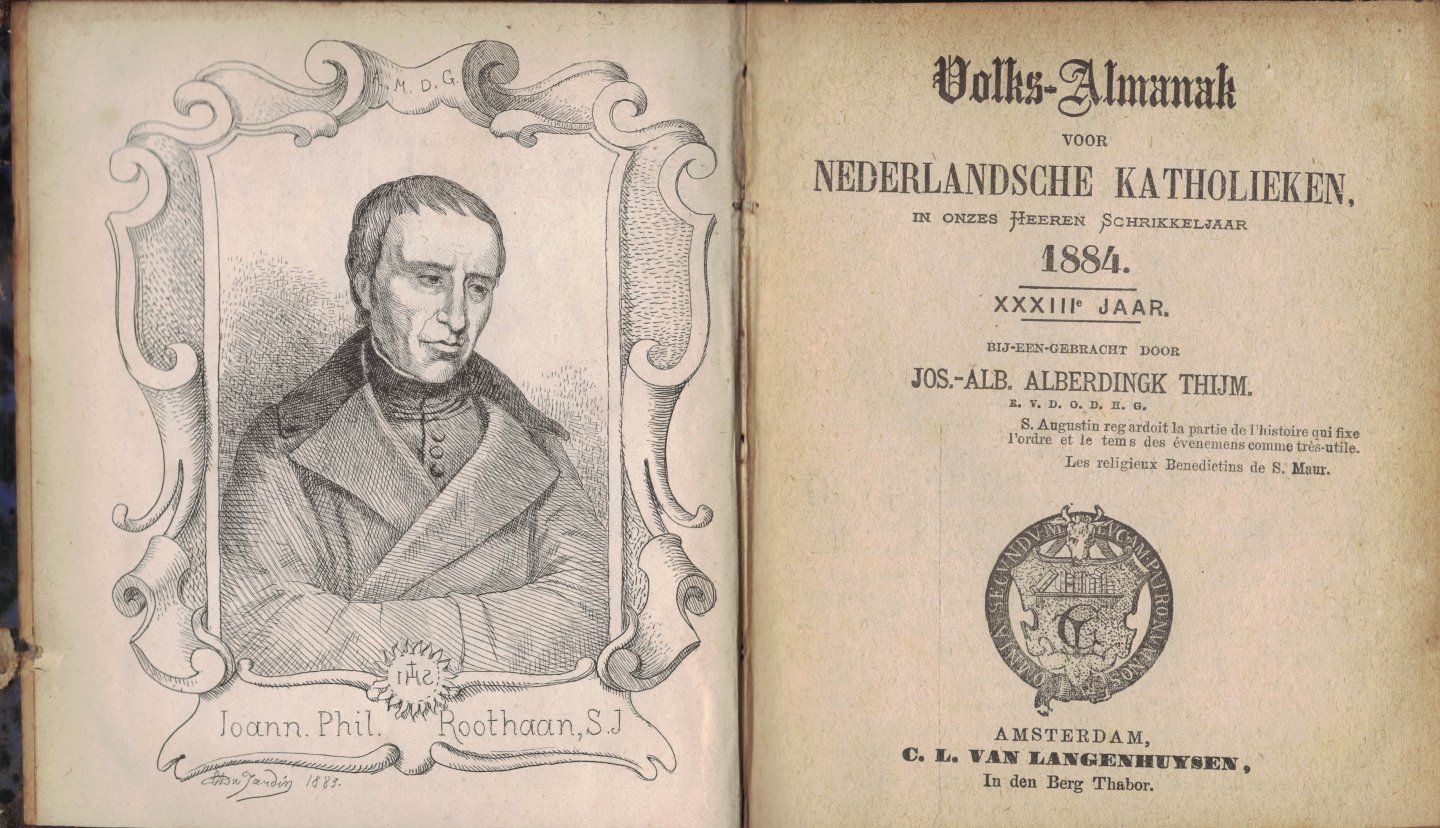 Jos.-Alb. Alberdingk Thijm - Volks-Almanak voor Nederlandsche Katholieken in onzes Heeren Schrikkeljaar 1884. XXXllle jaar + 1885 XXXlVe jaar. bij-een-gebracht door .....