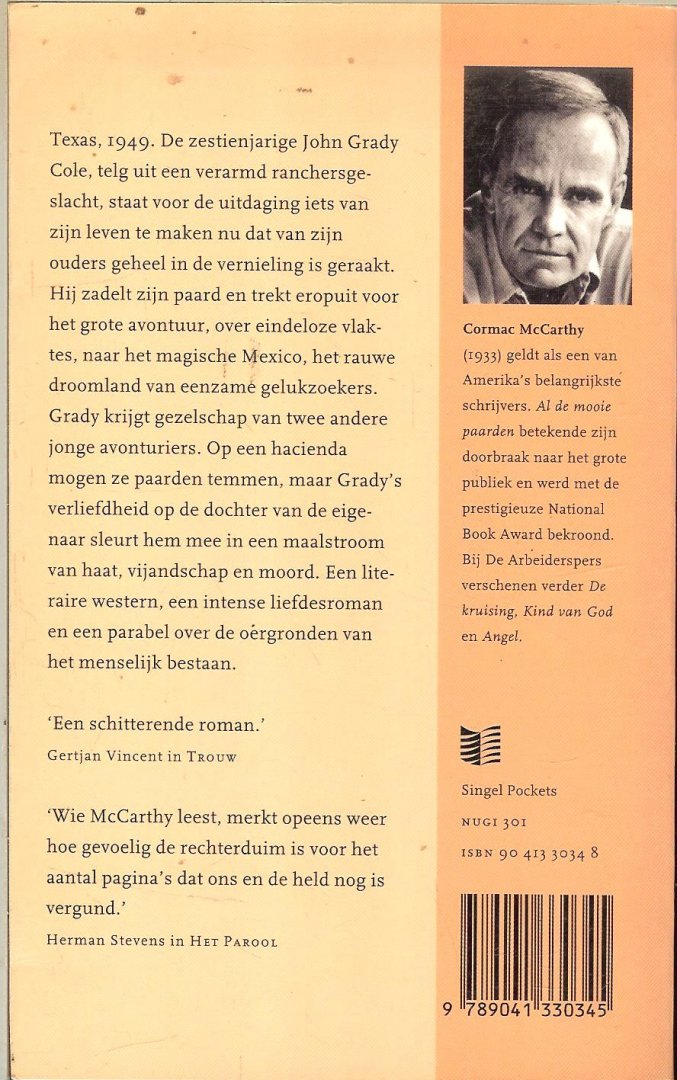 MacCarthy, Cormac .  Vertaald door Ko  Kooman - Al de mooie Paarden