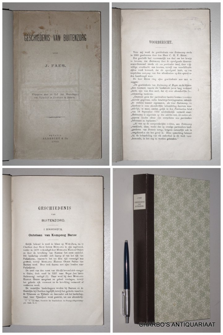 FAES, J., - Geschiedenis van Buitenzorg.