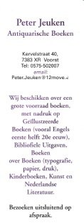  - boekenlegger: Antiqbook - Peter Jeuken