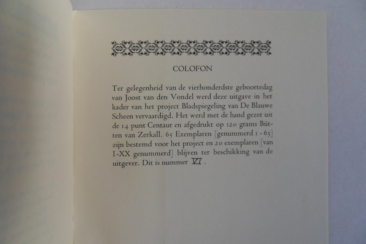 Vondel, Joost van den. - Davids Tranen of Boetpsalmen uit: Harpzangen (1657). [ Gen. ex.: VI / XX ].
