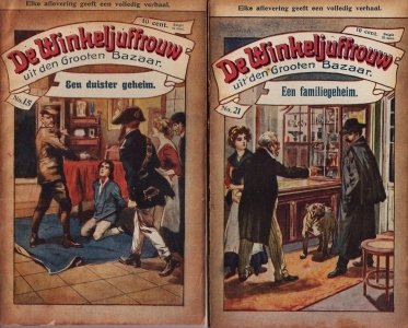 UNGERN-STERNBERG, Alexander von, als: Alexander STERNBERG - De winkeljuffrouw uit den Grooten Bazaar. No. 14, 15 en 21: Een opgelost raadsel./ Een duister geheim./ Een familiegeheim. Naar den Roman van Alexander Sternberg. Bewerkt door Nan.