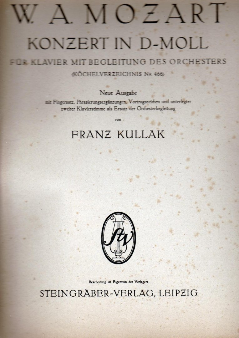 Mozart Wolfgang Amadeus - Konzert in D moll KV 466