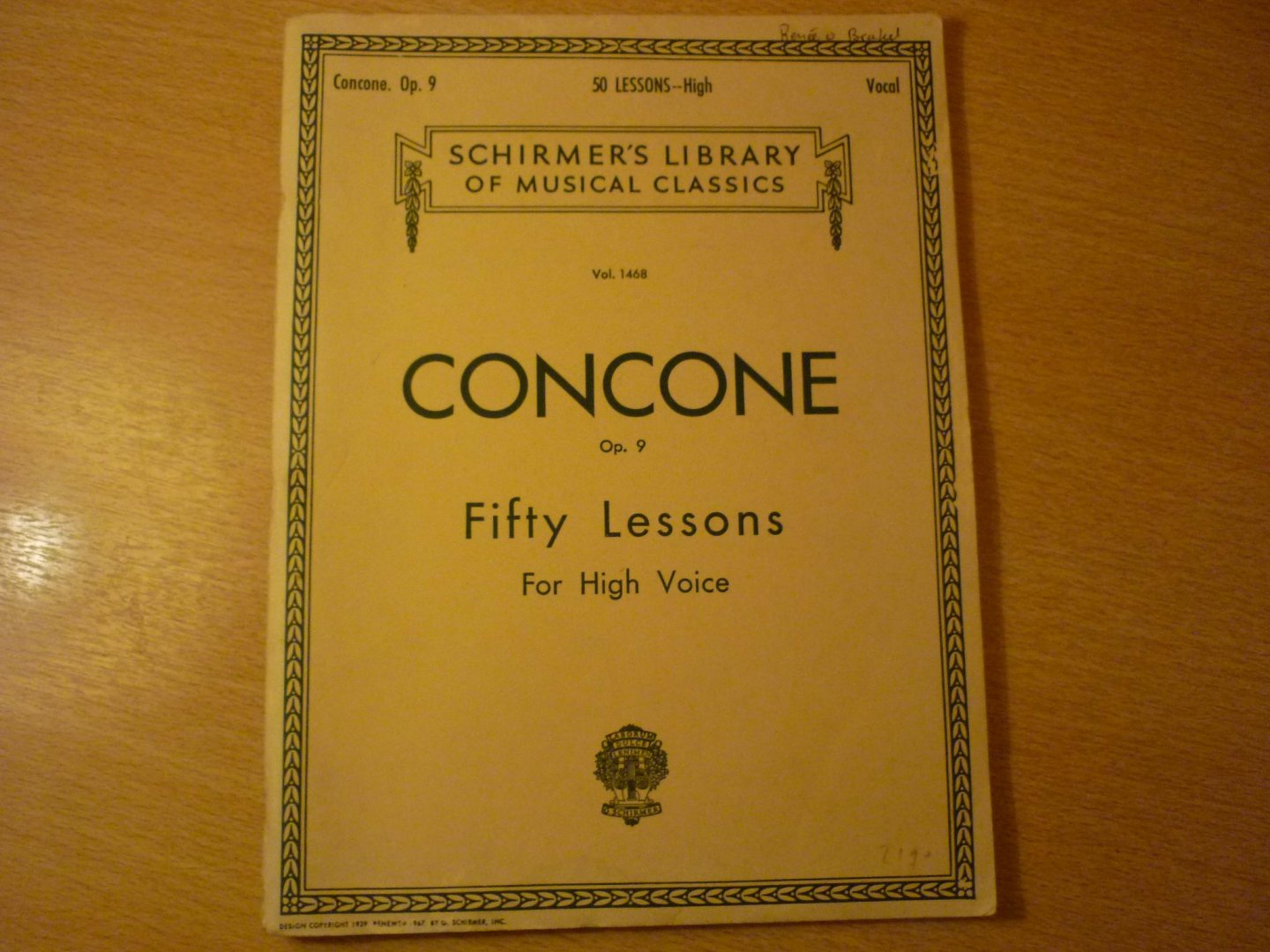 Concone Giuseppe - Concone 50 Lessons op. 9 High Voice (Lb1468), piano