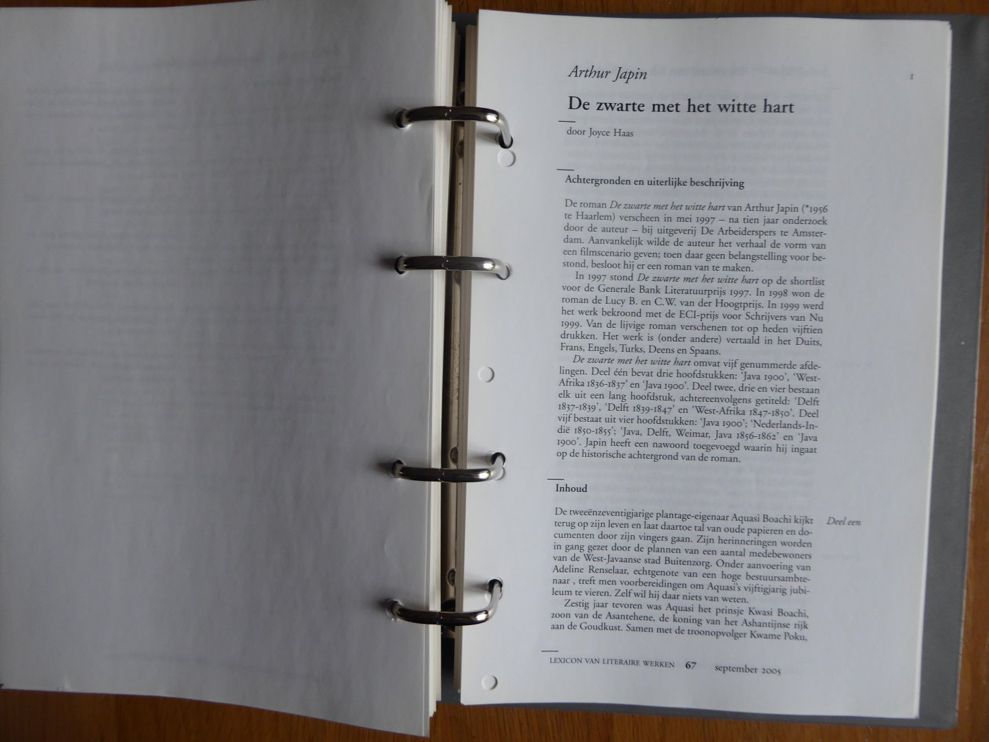 Japin, Arthur / Haas, Joyce - Arthur Japin - De zwarte met het witte hart (uit: Lexicon van Literaire Werken)