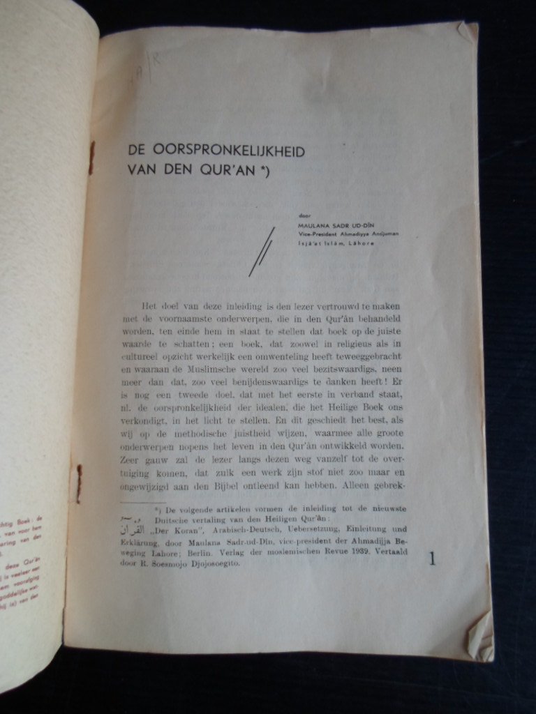 Maulana Sadr Ud-Din - De oorspronkelijkheid van den Qur’an