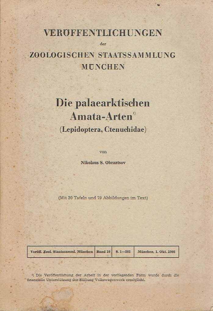 OBRAZTSOV, Nikolaus S. - Die palaearktischen Amata-Arten (Lepidoptera, Ctenuchidae).