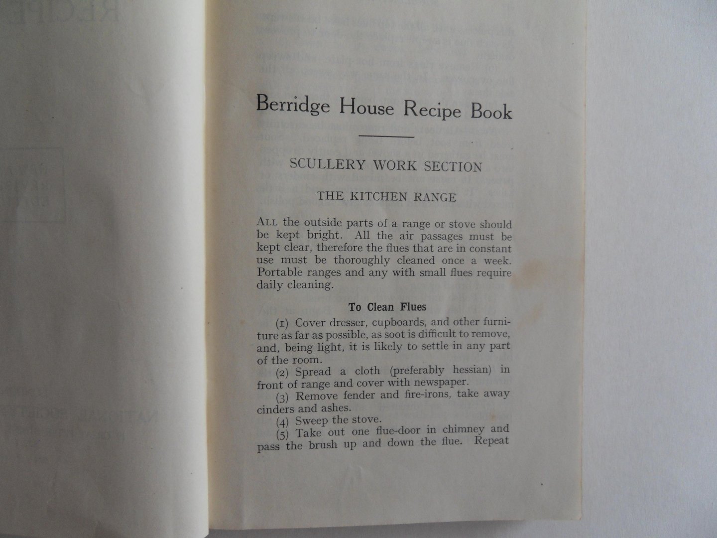Berridge House. - Berridge House Recipe Book. [ New and Revised Edition ].