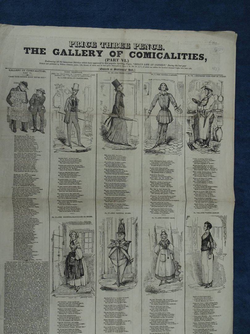 Clement, William. - The Gallery of Comicalities, Part VI. Embracing all the humorous sketches which have appeared in that popular Sporting Paper, "Bell's Life in London", during the last year.
