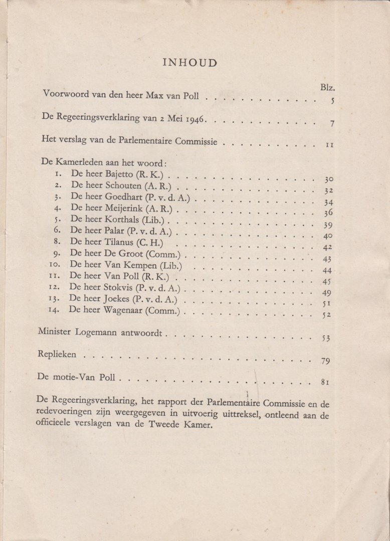 Rijksvoorlichtingsdienst - Poll (voorwoord), Max van - Indonesië in het Parlement mei 1946 - Met een voorwoord van Max van Poll, lid van de Tweede Kamer, voorzitter van de Parlementaire Commissie Ned.- Indië.