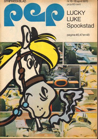 Diverse tekenaars - PEP 1970 nr. 16, stripweekblad, 18 april 1970 met o.a. DIVERSE STRIPS - ASTERIX/AGENT 327/RIK RINGERS/LUC ORIENT/LUCKY LUKE/GRAND PRIX FORMULE 1 1970 (2 p.)/BRAINBOX (2 p.)/LUCKY LUKE (COVER TEKENING), goede staat