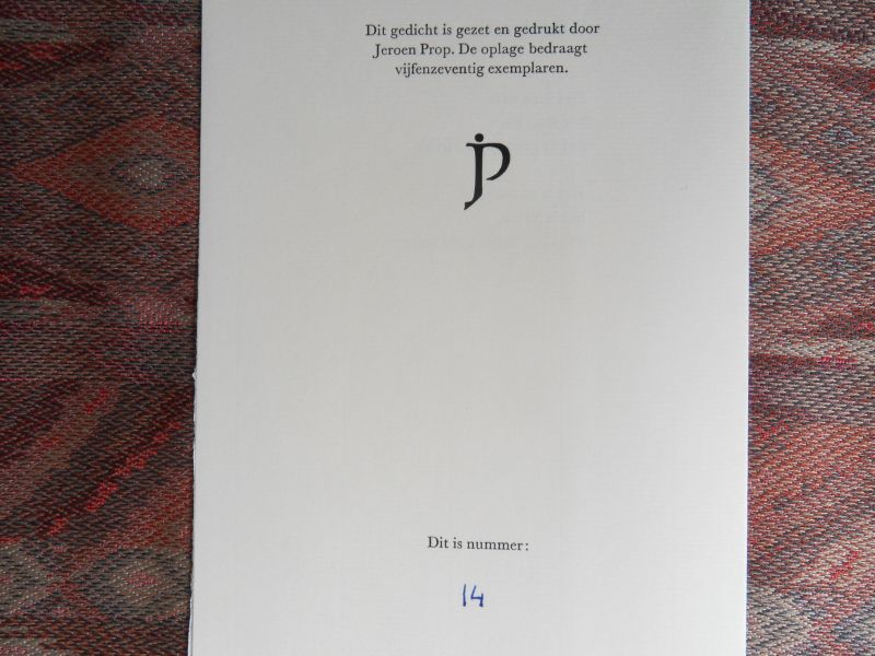 Krol, Gerrit. - Kusters, Wiel. - `n Groot Dichter. [ Genummerd ex. 20 / 90 ]. + Merelschedeltje. [ Genummerd ex: 14 / 75 ].