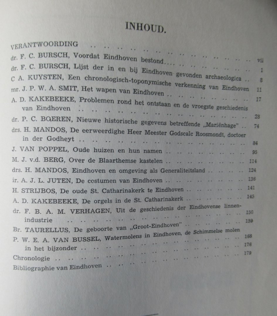 Mandos, H. Drs. - Kakebeeke, A.D. - Oud Eindhoven. Voorstudies tot de geschiedenis van Eindhoven