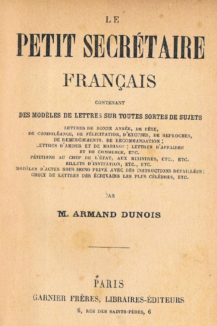 Dunois, Armand - Le petit secretaire Francais