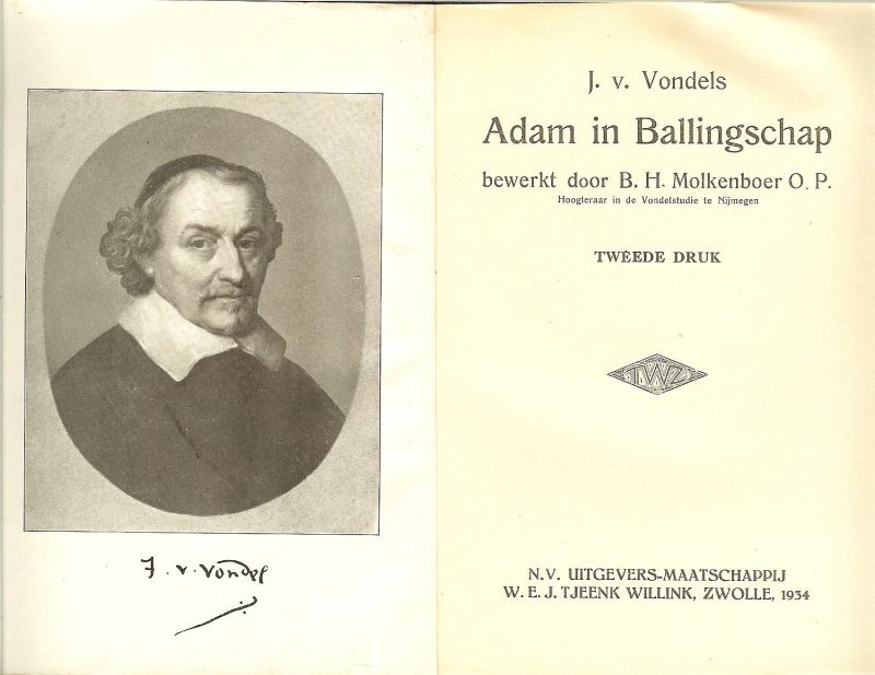 Vondels, Joost van .. bewerkt door B.H. Molkenboer O.P. - Adam in ballingschap .. Nederlandse Schrijvers nr. 13