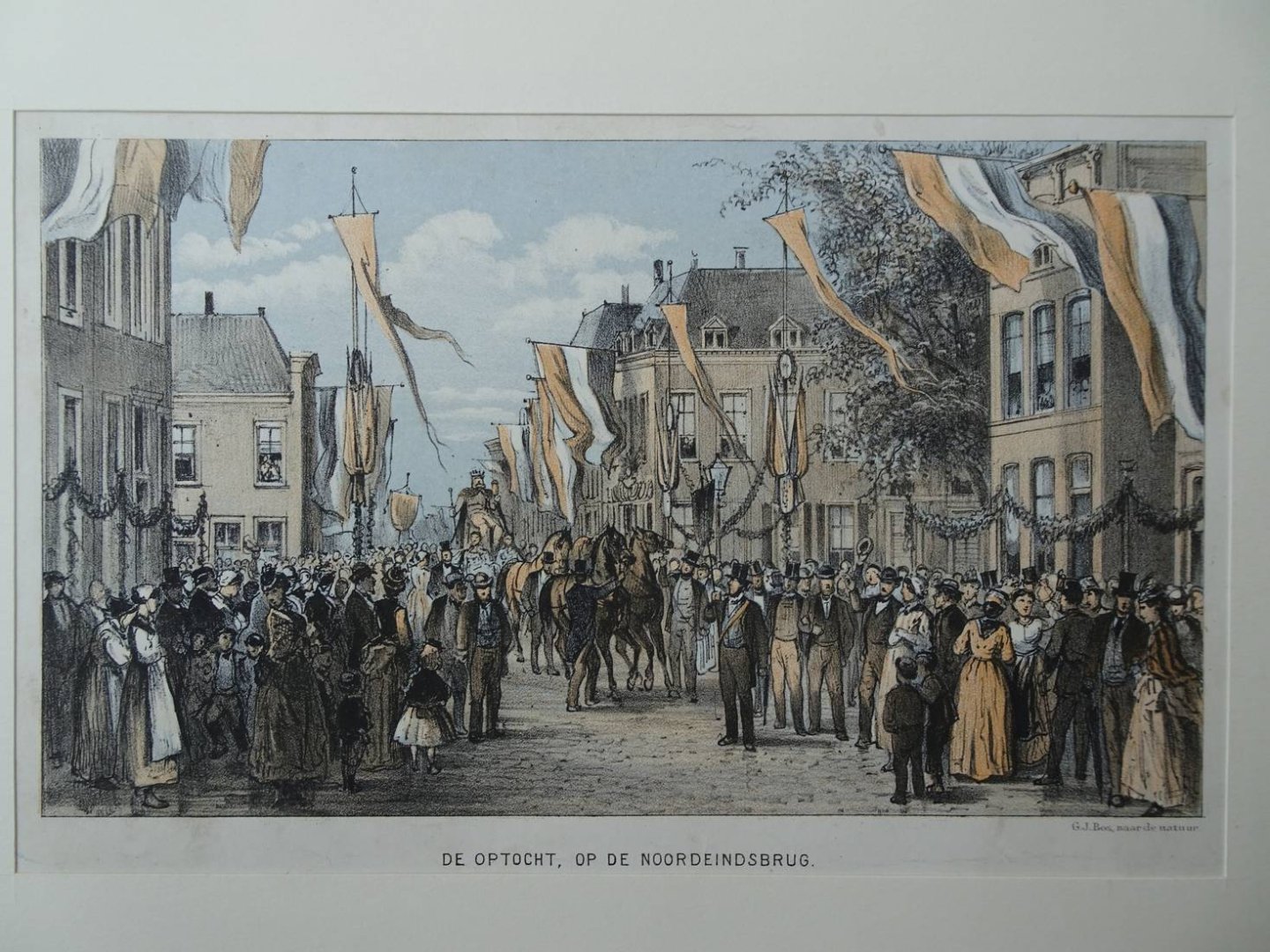 Leiden. - De optocht op de Noordeindsbrug