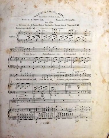 Concone, Giuseppe: - Gilbert à l`Hotel Dieu. Mélodie pour voix basse. Paroles de E. Plouvier
