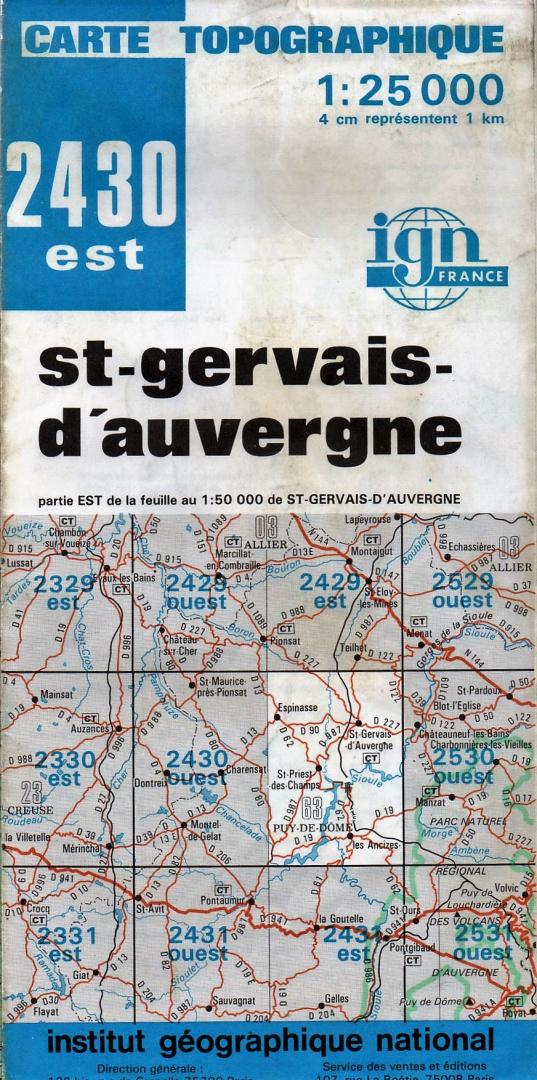 redactie - St-Gervais-d'Auvergne 2430 Est / série bleue / iténeraires de randonnée
