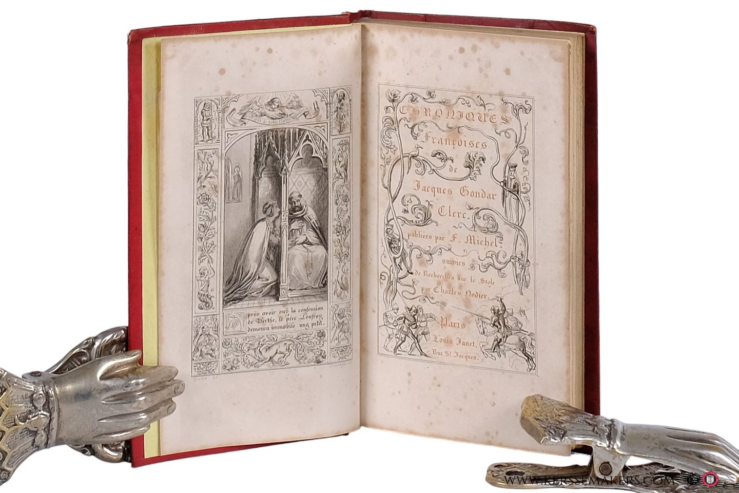 Michel F(rancisque). - Chroniques françoises de Jacques Gondar, clerc. Publiées par F. Michel, suivies de Recherches sur le style par Charles Nodier.