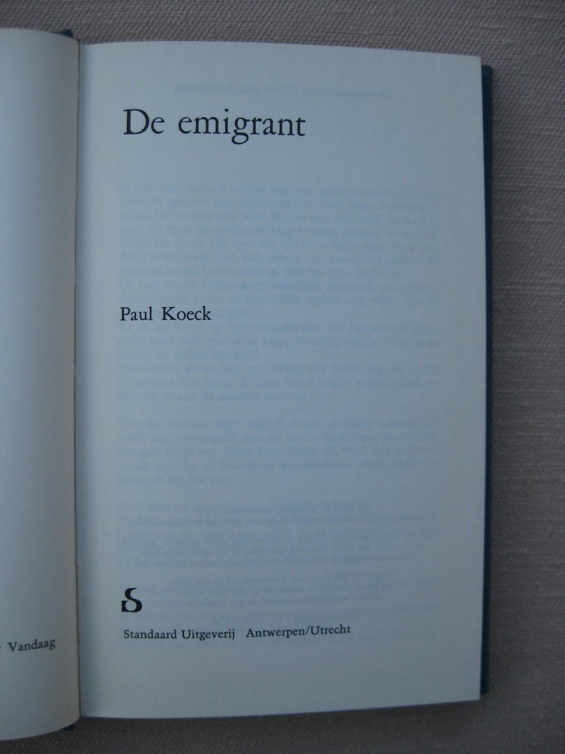 Koeck, Paul - de emigrant.