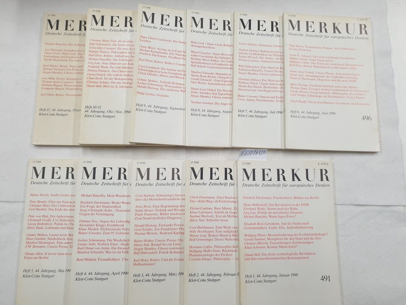 Moras, Joachim und Hans Paeschke (Hrsg.): - (1990) Merkur : Deutsche Zeitschrift für europäisches Denken : Jhg. 1990 : Komplett :