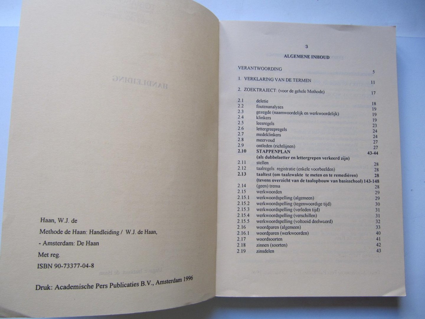 drs. W.J. de Haan - Methode de Haan -Handleiding-