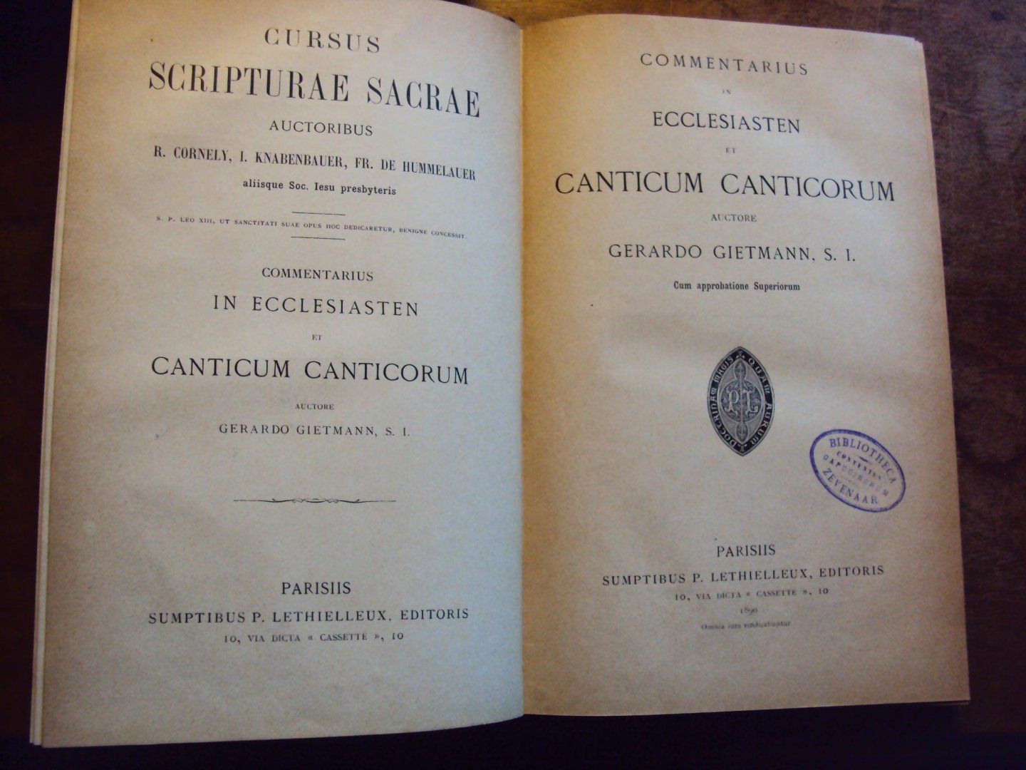 Gietmann, Gerardo - Commentarius in Ecclesiasten et Canticum Canticorum