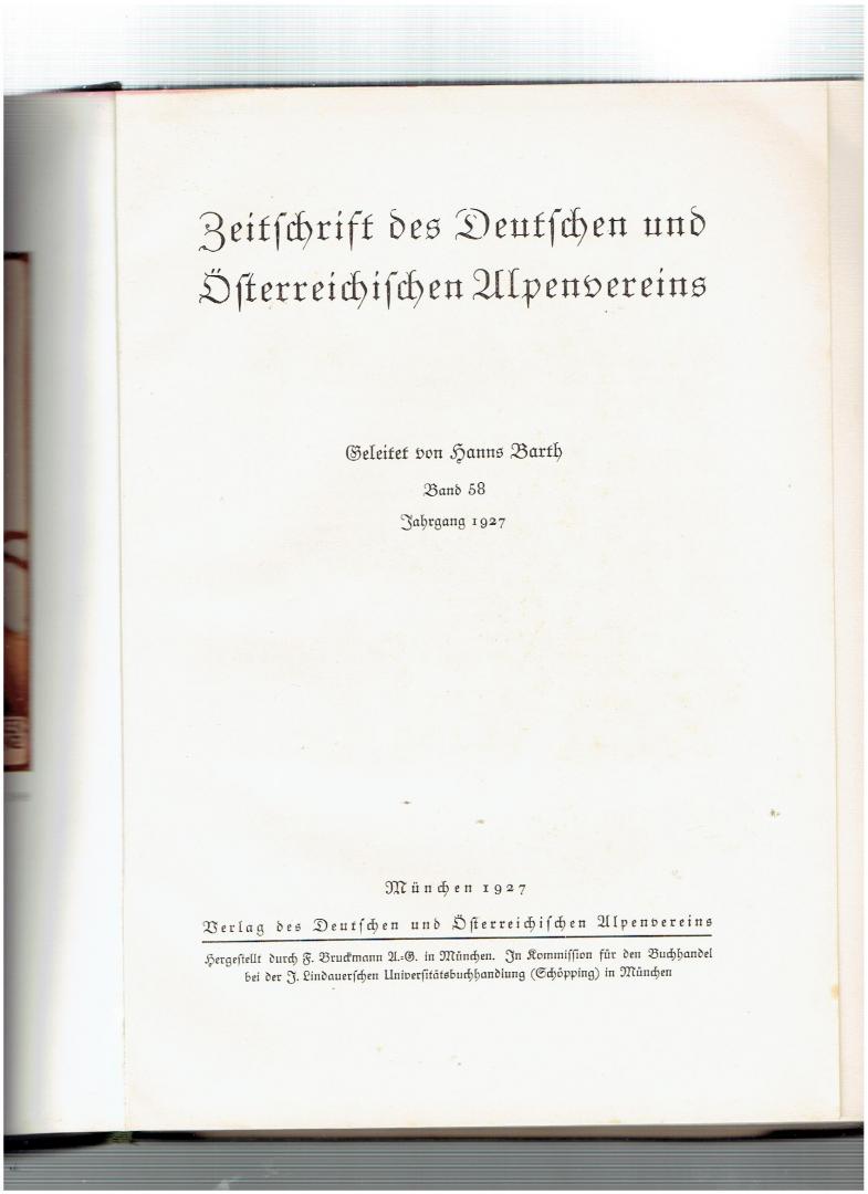  - zeitschrift des deutschen und osterreichischen alpen-vereins 1927
