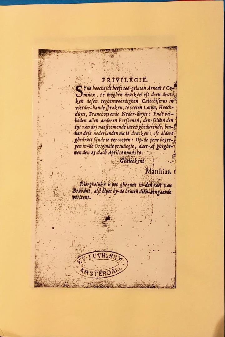 Reyna, Cassiodorus de - Catechismus 1582; chique overdruk uit Ev-Luth. Seminarium