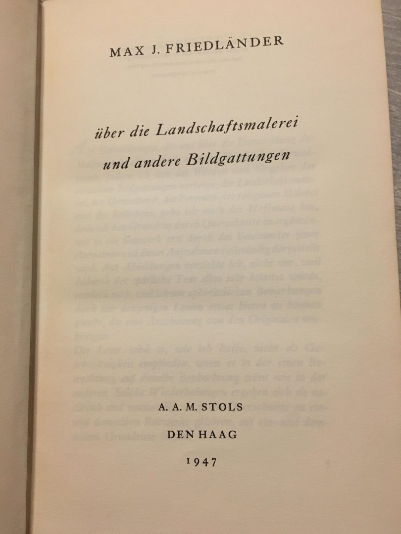 Max J. Friedländer - Essays Über die Landschaftsmalerei und andere Bildgattungen