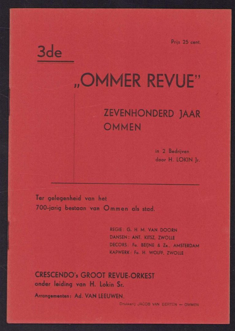 n.n - 3e Ommer revue - Zevenhonderd jaar Ommen