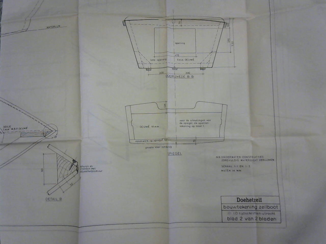 Grupstra, Mart.F. (ontwerp); Peeters, Jan (beschrijving) - Bouwtekening zeilboot. Doehetzelf