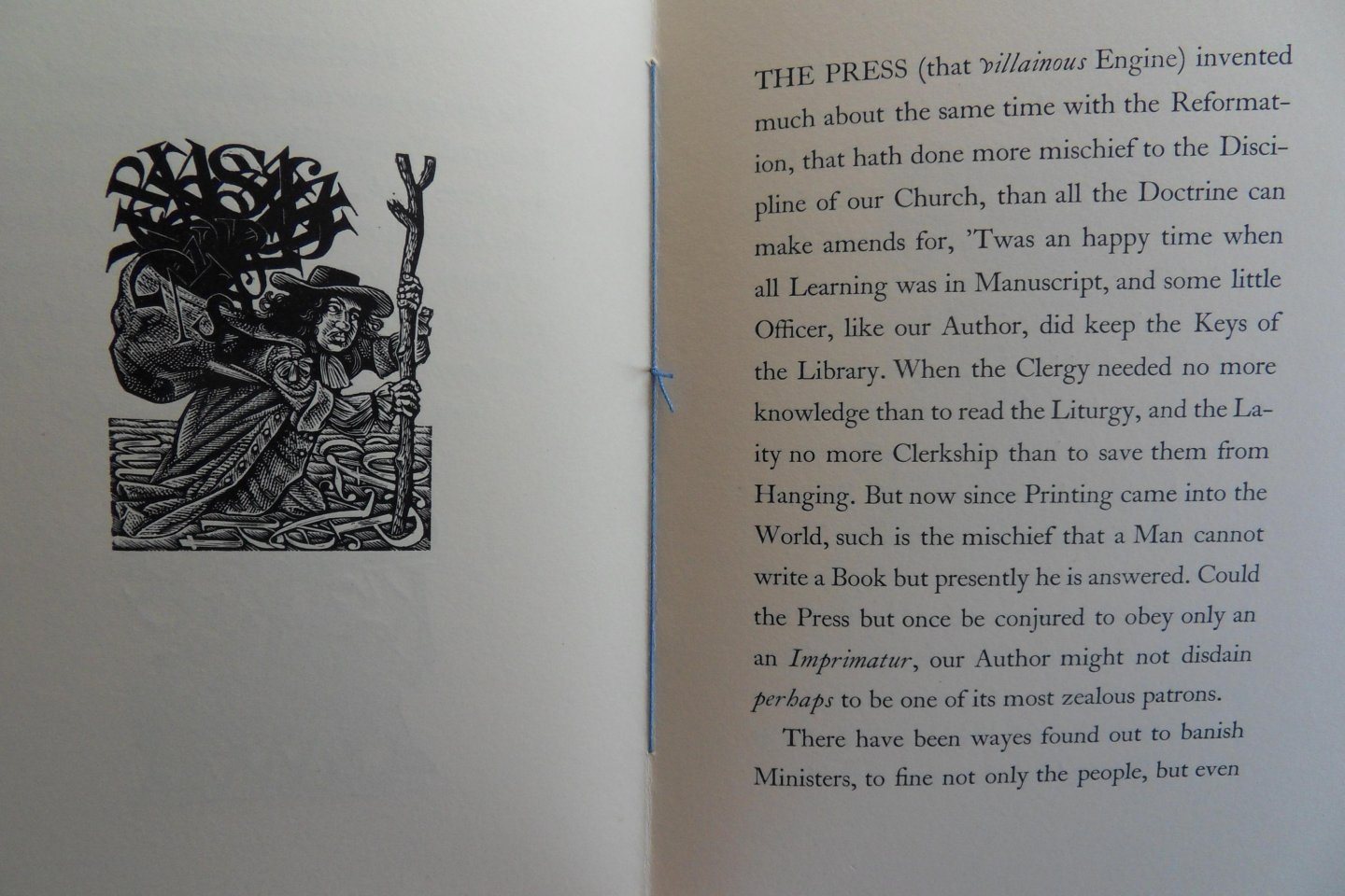 Marvell, Andrew. - The Press that villainous Engine. [ Beperkte oplage van 250 exemplaren ].