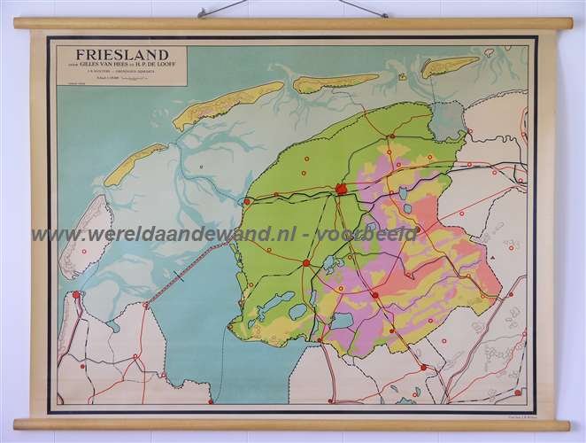 Van Hees, G. en De Looff, H.P. - Schoolkaart / wandkaart van Friesland