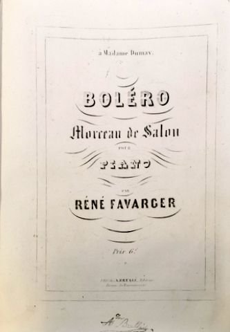 Favarger, René: - Boléro. Morceau de salon pour piano