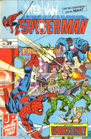 Junior Press - Web van Spiderman 029, De Reunie, geniete softcover, zeer goede staat