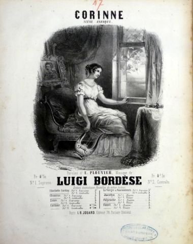 Bordèse, Luigi: - Corinne. Scène lyrique. Paroles de E. Plouvier. No. 1. Sopran