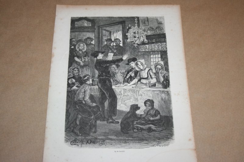  - Antieke gravure - Bruiloft in Zeeland - 1875