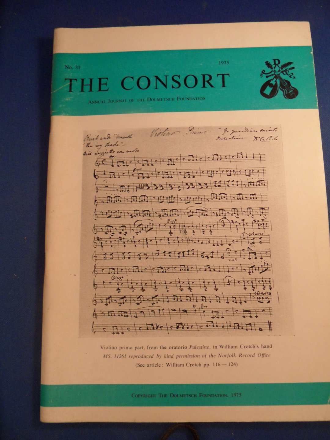 Dolmetsch foundation - The consort, no. 31 1975. Journal of the Dolmetsch foundation