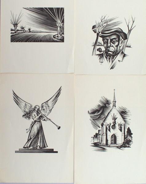 Jaegher, Luc. de. - Vier houtgravure's voor De Vierde Engel van Johan Daisne.
