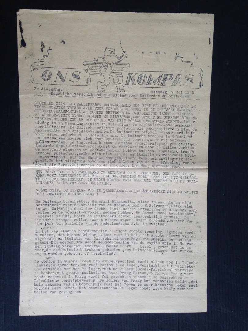 Oorlogskrant / stencil - Ons Kompas voor Rotterdam en Omstreken