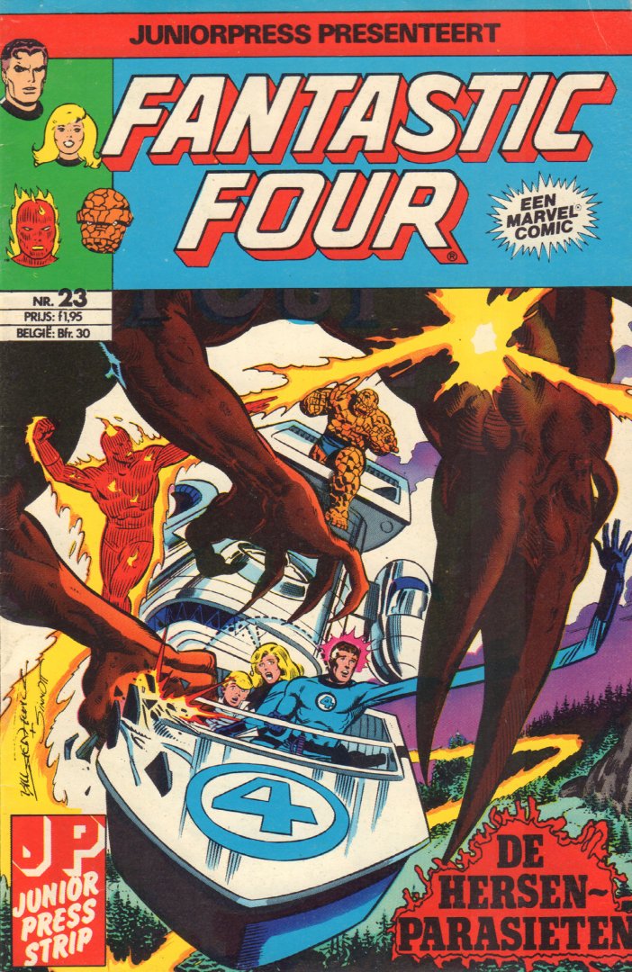 Junior Press - Fantastic Four nr. 23,  De Hersen Parasieten,  geniete softcover, goede staat