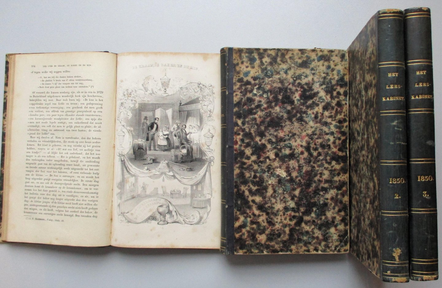 Redactie - Het Leeskabinet; Mengelwerk tot Gezellig Onderhoud voor beschaafde kringen 1850 4 vols text complete with plates