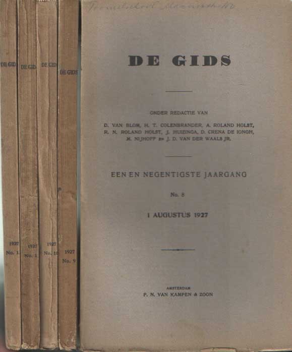 Blom, D. van  e.a. (redactie) - De Gids. 91ste jaargang 1927: De nrs. 8 t/m 12