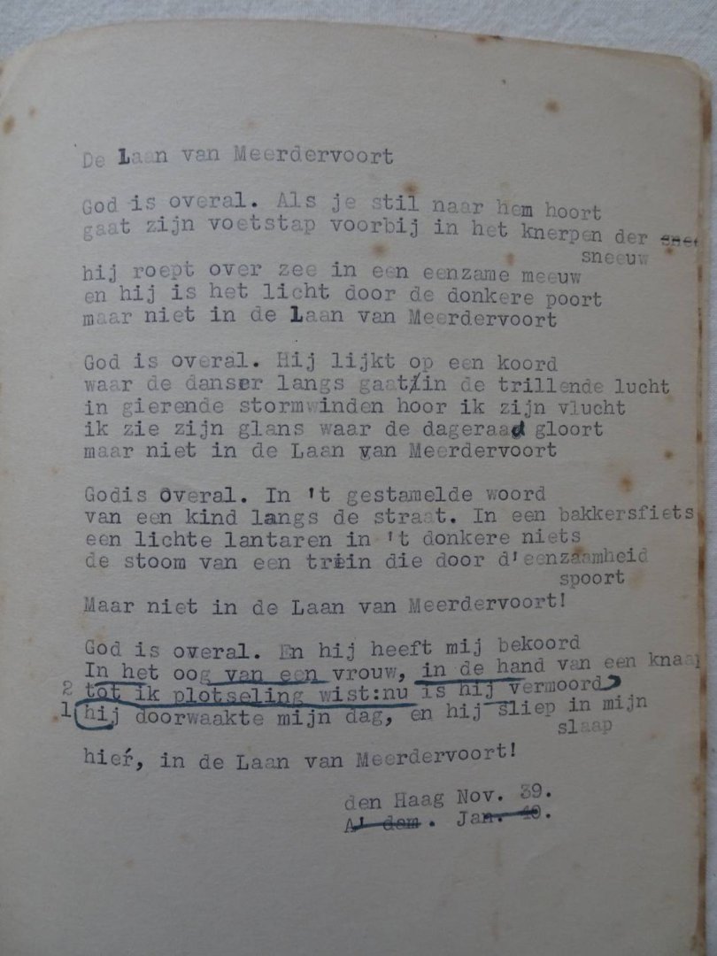 Last, Jef. - Bundeling van enkele gedichten uit de periode 1939-1940.