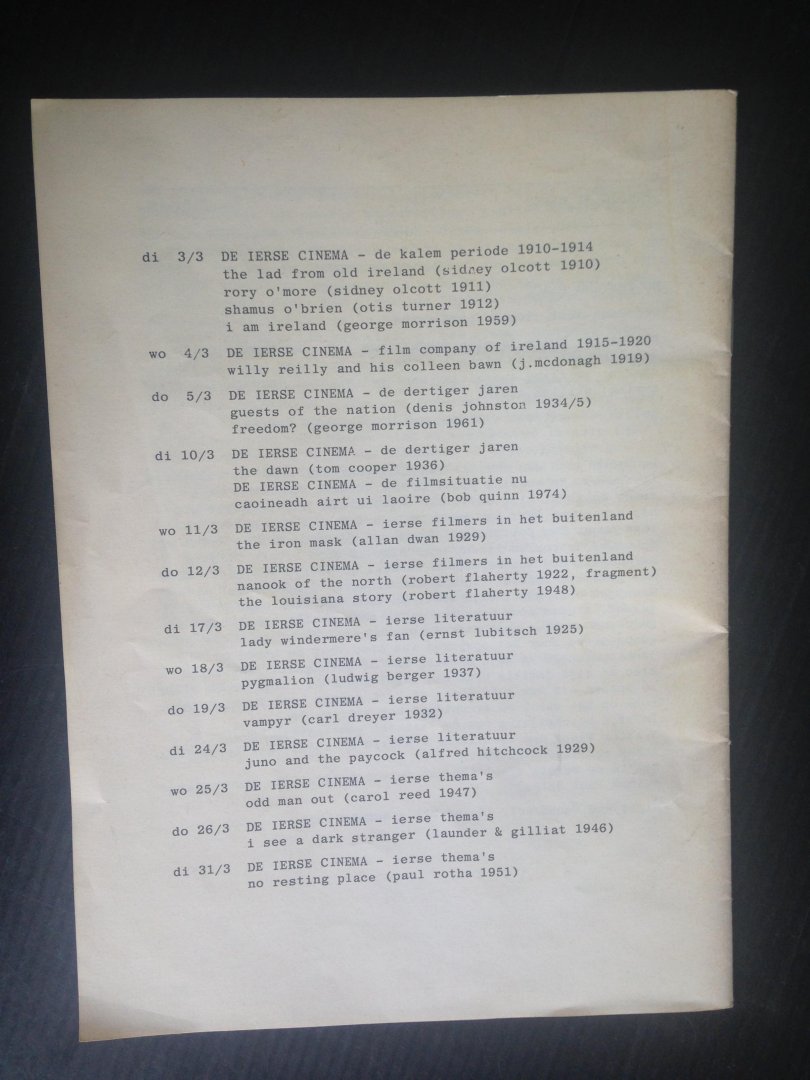  - De Ierse Cinema, Filmmuseum Cinemateek, Journaal 41